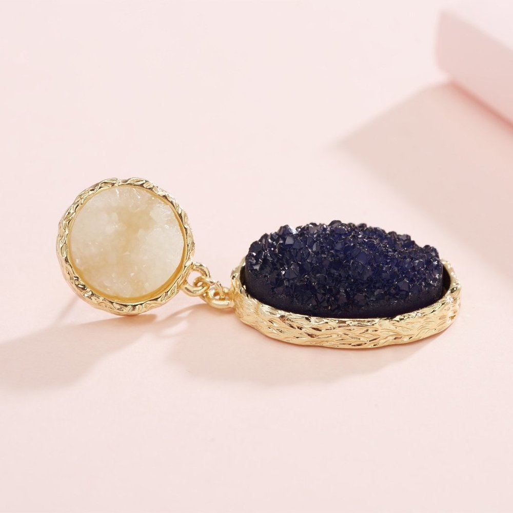 Anthropologie Druzy Blue Teardrop Dangle Earrings - Picture 8 of 10